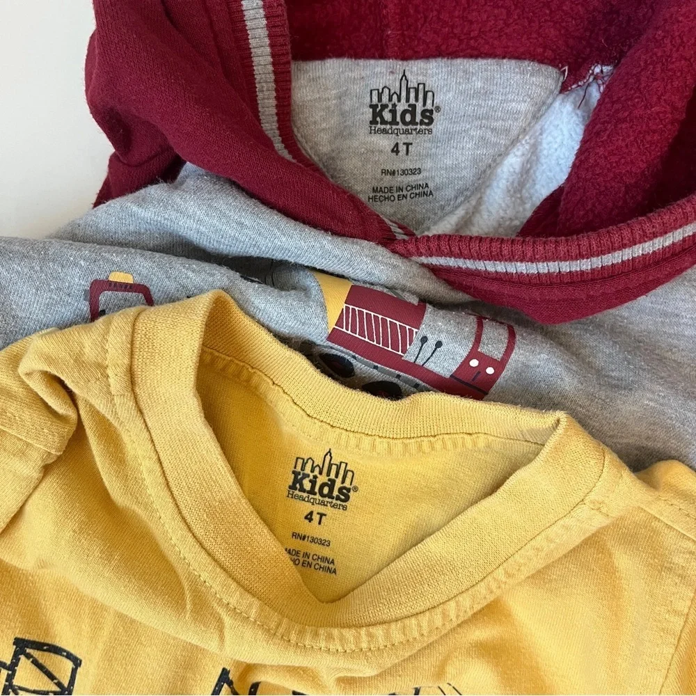 The Children's Place Maroon and Gray Construction Hoodie Set